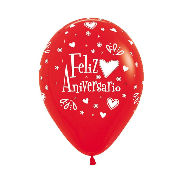 Globo Infinity Feliz Aniversario Amor Rojo R12 x 12