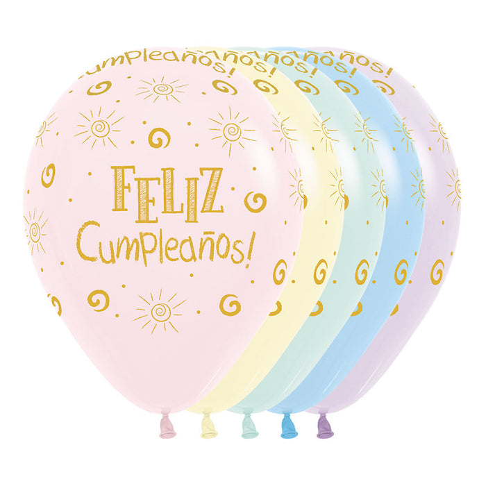 Pastel Mate Surtido Feliz Cumpleaños Rayito de Sol R12 x 12 globos