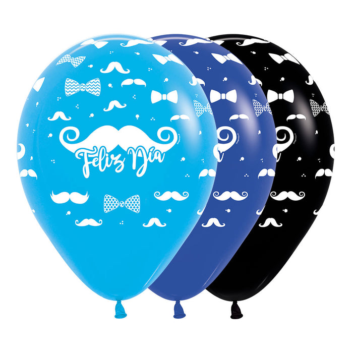 Globo Fashion Surtido Feliz Dia Bigotes R12 x 50 Globos