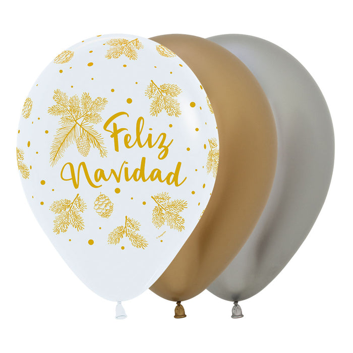 Bouquet Navidad Dorada R12 x 8 Globos