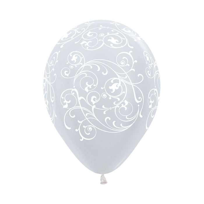 Globo Satin Perla Infinity Filigree R12 x 50 Globos