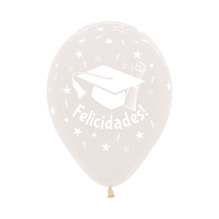 Globo Graduacion Felicidades R12 Cristal Transparente Infinity x 12 Unidades