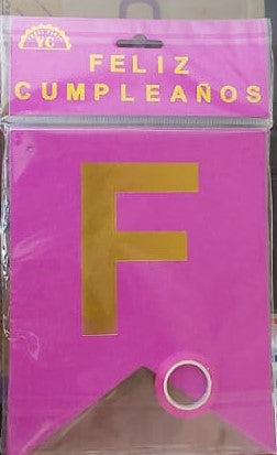 Festones Feliz Cumpleaños Escarchado Grande Fucsia