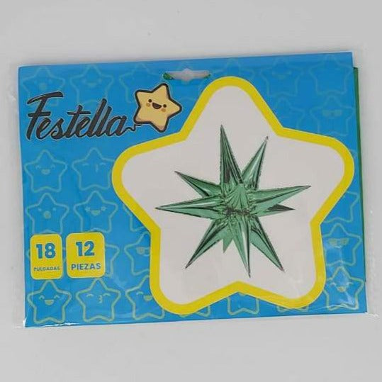 Globo Magic Star Festella x 12 Puntas Verde 18"