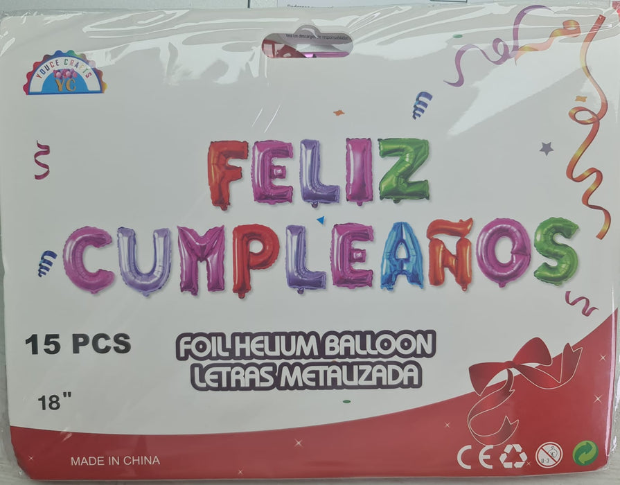 Letrero de cumpleaños Multicolor 18" x 15 piezas