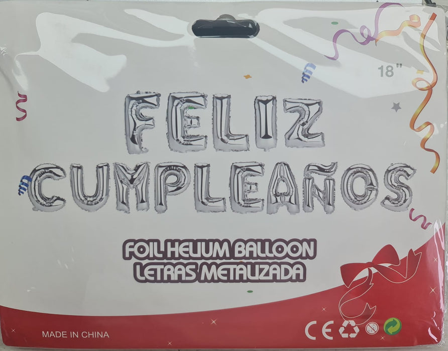 Letrero de cumpleaños Plateado 16" x 15 piezas Festella