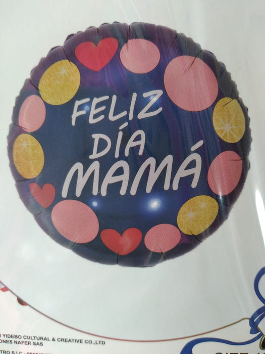 Globo Metalizado Feliz Dia Mamá 18" Ref. 36