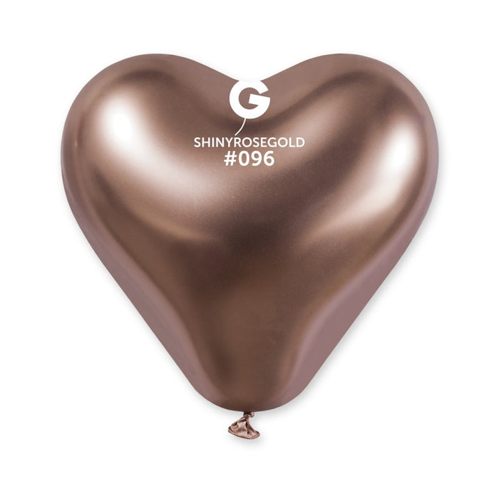 Globos Shiny Corazon 12" Rose Gold Paquete x25 Unidades