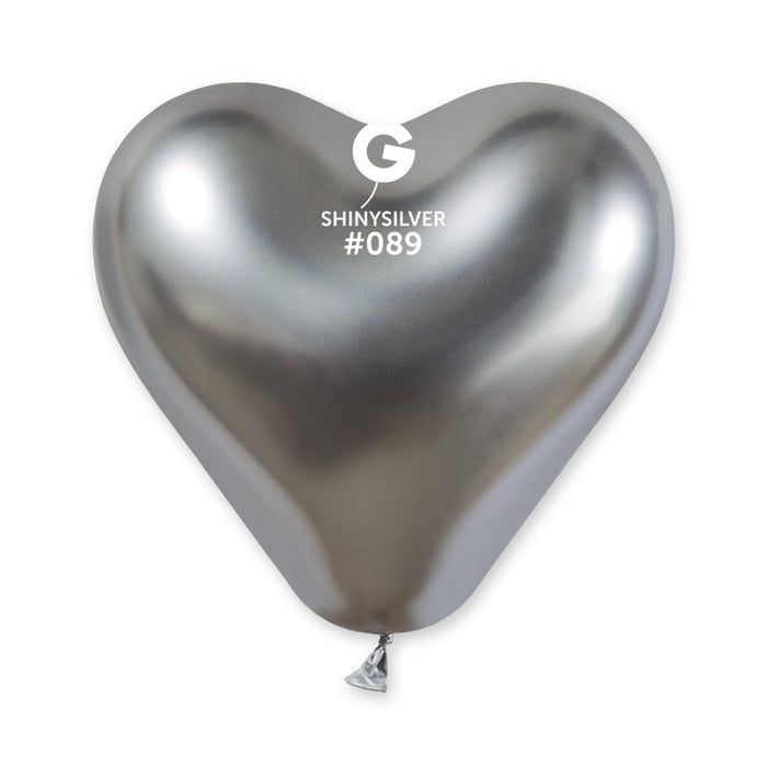 Globos Shiny Corazon 12" Plateado Paquete x25 Unidades